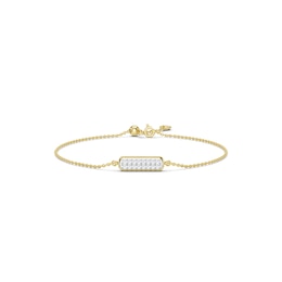 mila green Sterling Silver 18ct Gold Vermeil Plated Diamond Pavé Rectangular Bar Bracelet