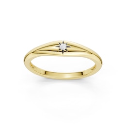 mila green Sterling Silver 18ct Gold Vermeil Plated Diamond Sunburst Signet Ring