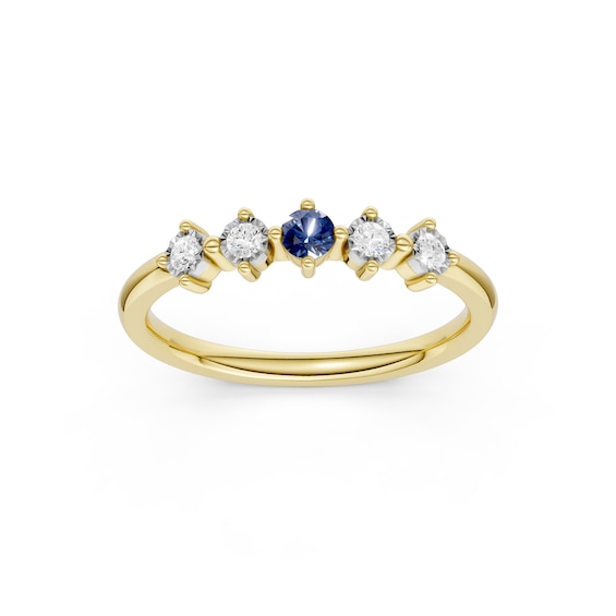 mila green Sterling Silver 18ct Gold Vermeil Plated Created Sapphire & Diamond Station Ring