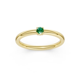 mila green Sterling Silver 18ct Gold Vermeil Plated Created Emerald Round Solitaire Ring