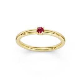 mila green Sterling Silver 18ct Gold Vermeil Plated Created Ruby Round Solitaire Ring