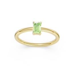 mila green Sterling Silver 18ct Gold Vermeil Plated Emerald-Cut Created Peridot Solitaire Ring