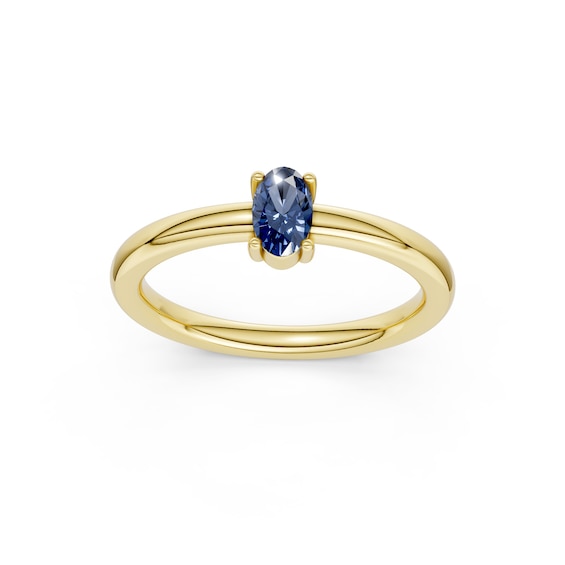 mila green Sterling Silver 18ct Gold Vermeil Plated Created Sapphire Oval Solitaire Ring