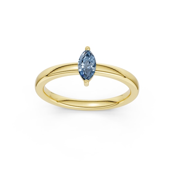 mila green Sterling Silver 18ct Gold Vermeil Plated Created Aquamarine Marquise Solitaire Ring