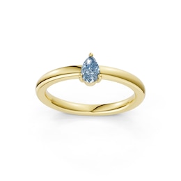mila green Sterling Silver 18ct Gold Vermeil Plated Pear-Cut Created Blue Topaz Solitaire Ring