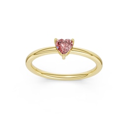 mila green Sterling Silver 18ct Gold Vermeil Plated Created Garnet Heart Solitaire Ring