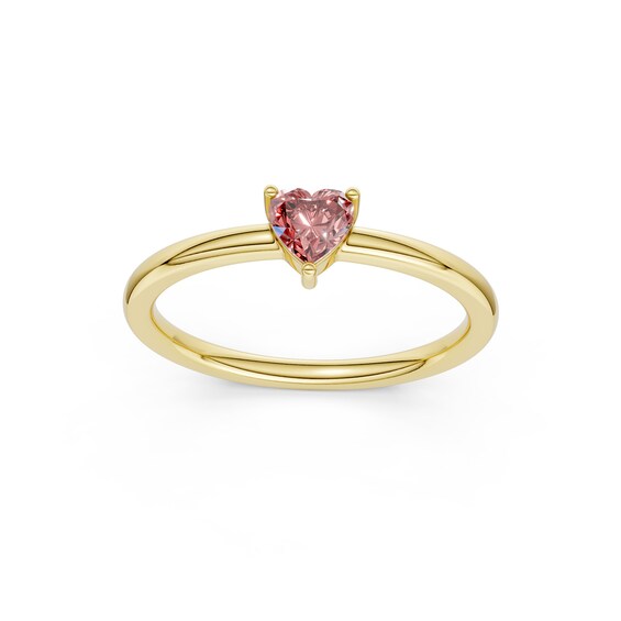 mila green Sterling Silver 18ct Gold Vermeil Plated Created Garnet Heart Solitaire Ring