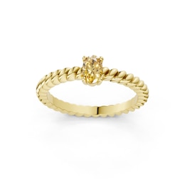 mila green Sterling Silver 18ct Gold Vermeil Plated Created Citrine Oval Solitaire Twisted Rope Ring