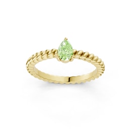 mila green Sterling Silver 18ct Gold Vermeil Plated Pear-Cut Created Peridot Twisted Rope Ring