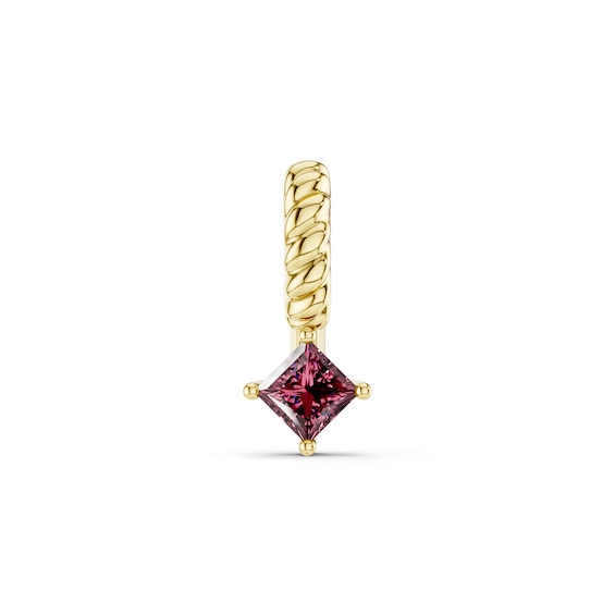 mila green Sterling Silver 18ct Gold Vermeil Plated Princess Cut Created Garnet Twisted Rope Necklace Charm