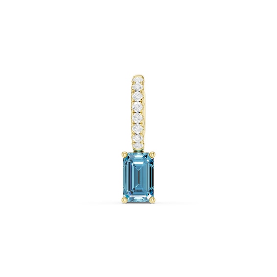 mila green Sterling Silver 18ct Gold Vermeil Plated Created Swiss Blue Topaz Emerald-Cut & Cubic Zirconia Necklace Charm
