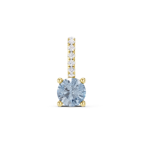 mila green Sterling Silver 18ct Gold Vermeil Plated Created Aquamarine & Cubic Zirconia Round Solitaire Necklace Charm