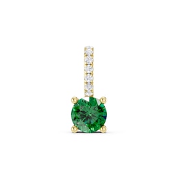 mila green Sterling Silver 18ct Gold Vermeil Plated Created Emerald & Cubic Zirconia Round Solitaire Necklace Charm