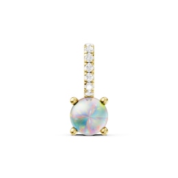 mila green Sterling Silver 18ct Gold Vermeil Plated Created Opal & Cubic Zirconia Round Necklace Charm