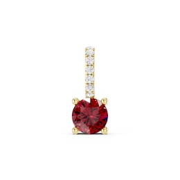 mila green Sterling Silver 18ct Gold Vermeil Plated Created Ruby & Cubic Zirconia Round Solitaire Necklace Charm
