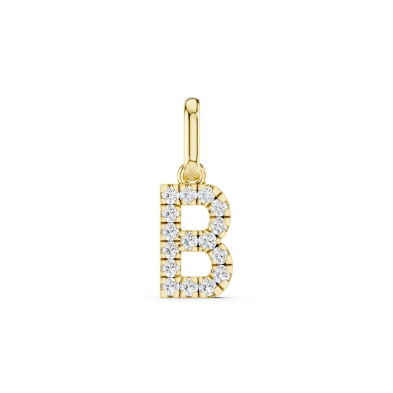 mila green Sterling Silver 18ct Gold Vermeil Plated Diamond Pavé Initial 'B' Necklace Charm