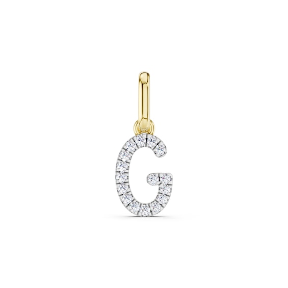 mila green Sterling Silver 18ct Gold Vermeil Plated Diamond Pavé Initial 'G' Necklace Charm