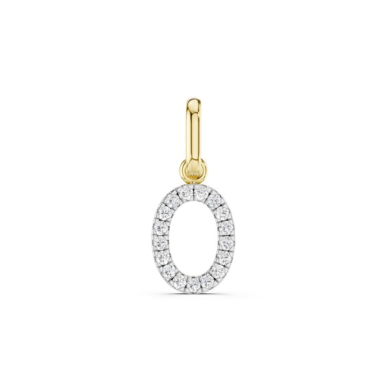 mila green Sterling Silver 18ct Gold Vermeil Plated Diamond Pavé Initial 'O' Necklace Charm