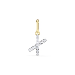 mila green Sterling Silver 18ct Gold Vermeil Plated Diamond Pavé Initial 'X' Necklace Charm