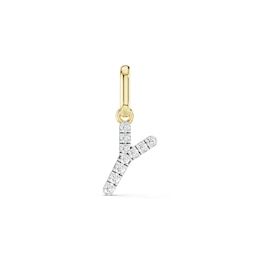 mila green Sterling Silver 18ct Gold Vermeil Plated Diamond Pavé Initial 'Y' Necklace Charm