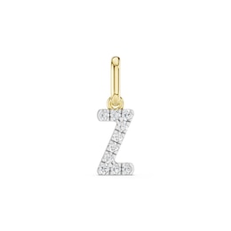 mila green Sterling Silver 18ct Gold Vermeil Plated Diamond Pavé Initial 'Z' Necklace Charm
