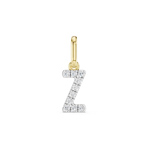 mila green Sterling Silver 18ct Gold Vermeil Plated Diamond Pavé Initial 'Z' Necklace Charm