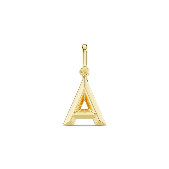 mila green Sterling Silver 18ct Gold Vermeil Plated Polished Initial 'A' Necklace Charm