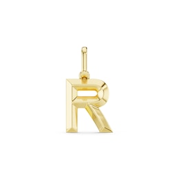 mila green Sterling Silver 18ct Gold Vermeil Plated Polished Initial 'R' Necklace Charm