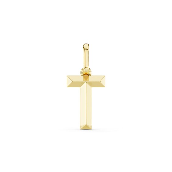 mila green Sterling Silver 18ct Gold Vermeil Plated Polished Initial 'T' Necklace Charm