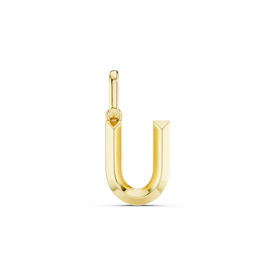 mila green Sterling Silver 18ct Gold Vermeil Plated Polished Initial 'U' Necklace Charm