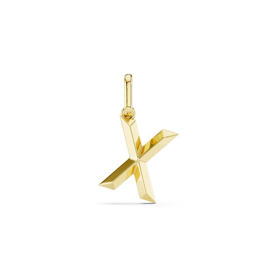 mila green Sterling Silver 18ct Gold Vermeil Plated Polished Initial 'X' Necklace Charm