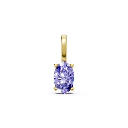 mila green Sterling Silver 18ct Gold Vermeil Plated Created Tanzanite Oval Solitaire Necklace Charm
