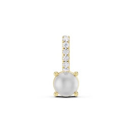 mila green Sterling Silver 18ct Gold Vermeil Plated Created Pearl & Cubic Zirconia Round Solitaire Necklace Charm
