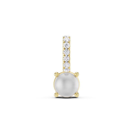 mila green Sterling Silver 18ct Gold Vermeil Plated Created Pearl & Cubic Zirconia Round Solitaire Necklace Charm