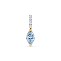 mila green Sterling Silver 18ct Gold Vermeil Plated Created Blue Sapphire Marquise Solitaire Necklace Charm