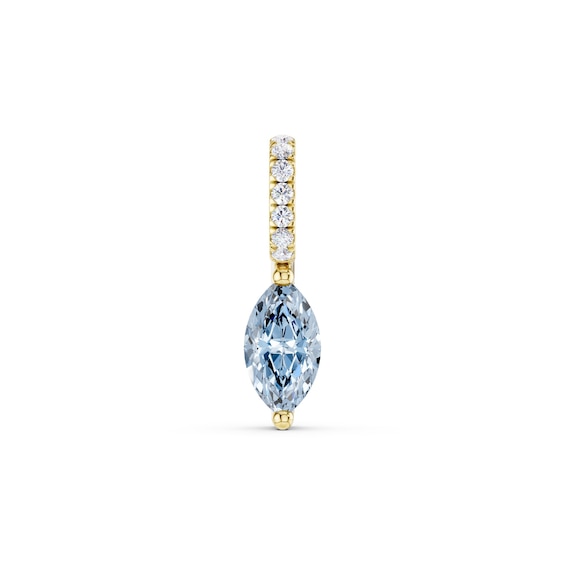 mila green Sterling Silver 18ct Gold Vermeil Plated Created Blue Sapphire Marquise Solitaire Necklace Charm