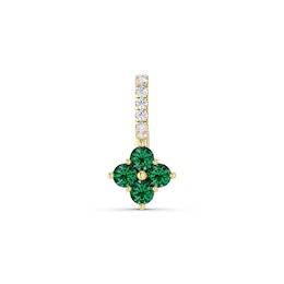 mila green Sterling Silver 18ct Gold Vermeil Plated Created Emerald & Cubic Zirconia Flower Necklace Charm