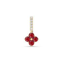 mila green Sterling Silver 18ct Gold Vermeil Plated Created Ruby & Cubic Zirconia Flower Necklace Charm