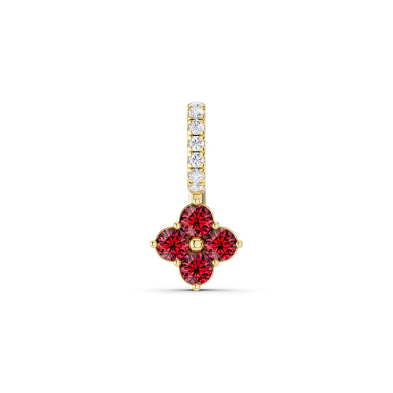 mila green Sterling Silver 18ct Gold Vermeil Plated Created Ruby & Cubic Zirconia Flower Necklace Charm