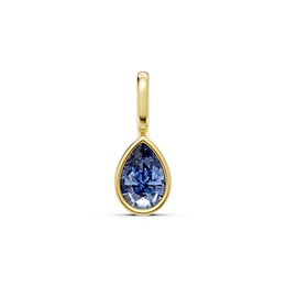 mila green Sterling Silver 18ct Gold Vermeil Plated Created Sapphire Pear Bezel Necklace Charm