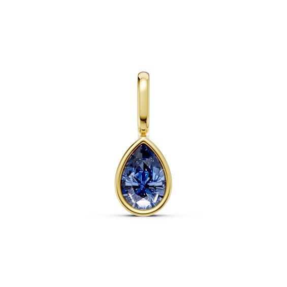 mila green Sterling Silver 18ct Gold Vermeil Plated Created Sapphire Pear Bezel Necklace Charm
