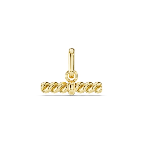 mila green Sterling Silver 18ct Gold Vermeil Plated Twisted Rope T-Bar Necklace Charm