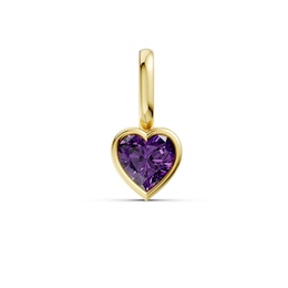 mila green Sterling Silver 18ct Gold Vermeil Plated Created Amethyst Heart-Shaped Bezel Solitaire Necklace Charm