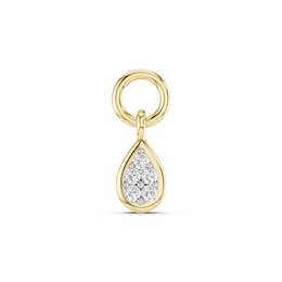 mila green Sterling Silver 18ct Gold Vermeil Plated Diamond Pear Pavé Earring Charm