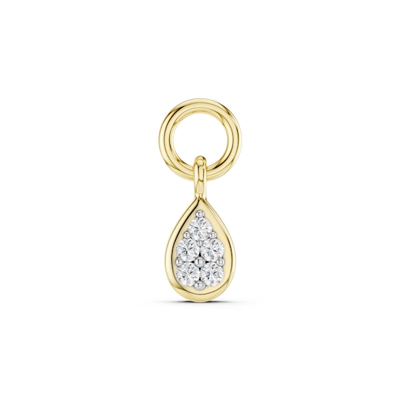 mila green Sterling Silver 18ct Gold Vermeil Plated Diamond Pear Pavé Earring Charm