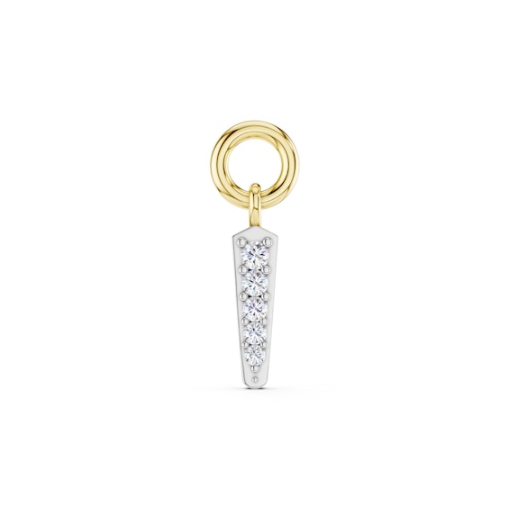 mila green Sterling Silver 18ct Gold Vermeil Plated Diamond Pavé Tapered Earring Charm