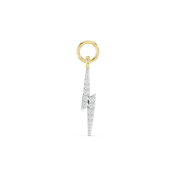 mila green Sterling Silver 18ct Gold Vermeil Plated Diamond Pavé Lightning Earring Charm