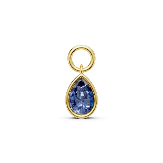 mila green Sterling Silver 18ct Gold Vermeil Plated Created Sapphire Pear Bezel Earring Charm