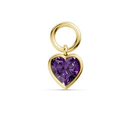mila green Sterling Silver 18ct Gold Vermeil Plated Created Amethyst Heart-Shaped Bezel Earring Charm
