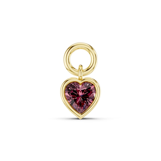 mila green Sterling Silver 18ct Gold Vermeil Plated Created Ruby Heart Bezel Earring Charm